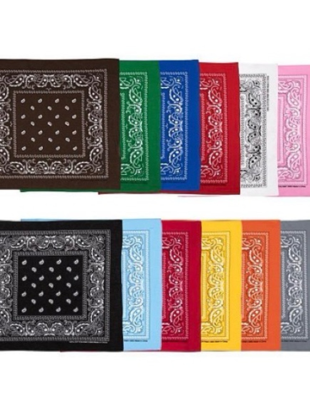 Set of 12 Paisley Bandanas in multiple colors